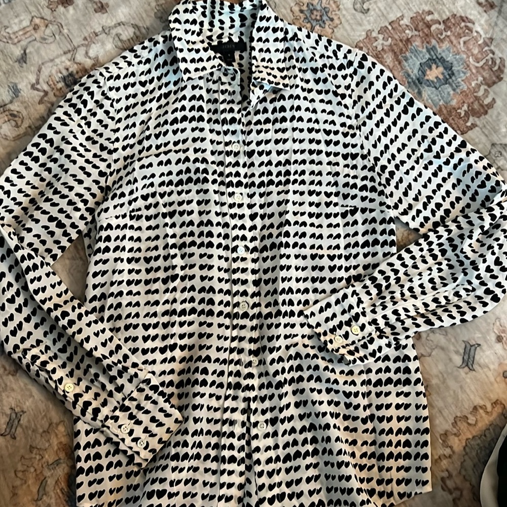 J.Crew Size 0 Heart Blouse 100% Silk